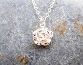 Silver Rose Necklace Minimalist Necklace Sterling Silver Necklace Mother's Day Necklace Bridesmaid Necklace Pendant Necklace