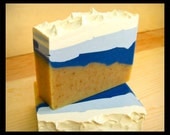 Surf & Sand Olive Oil Soap -- Yellow, Blue and White Soap -- Handmade Soap -- Bath and Beauty -- Beach Soap