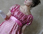 SALE Reversible Evening Formal Regency Jane Austen Ball Gown Dress in Pink Gold BROCADE includes sash