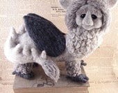 Needle Felted Grey Chimera- Needle Felted OOAK Griffin, Gargoyle or Creature Soft Sculpture by Bella McBride