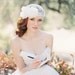 Bridal Juliet Cap & Floral Hair piece, Lace, Silk Flowers, Ivory - Style 210