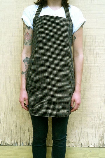 black and white pin dot polka dot handmade full apron