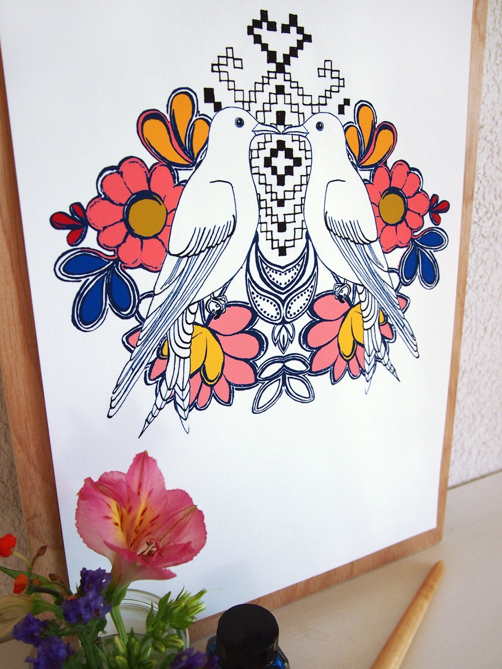 folk print - art illustration print