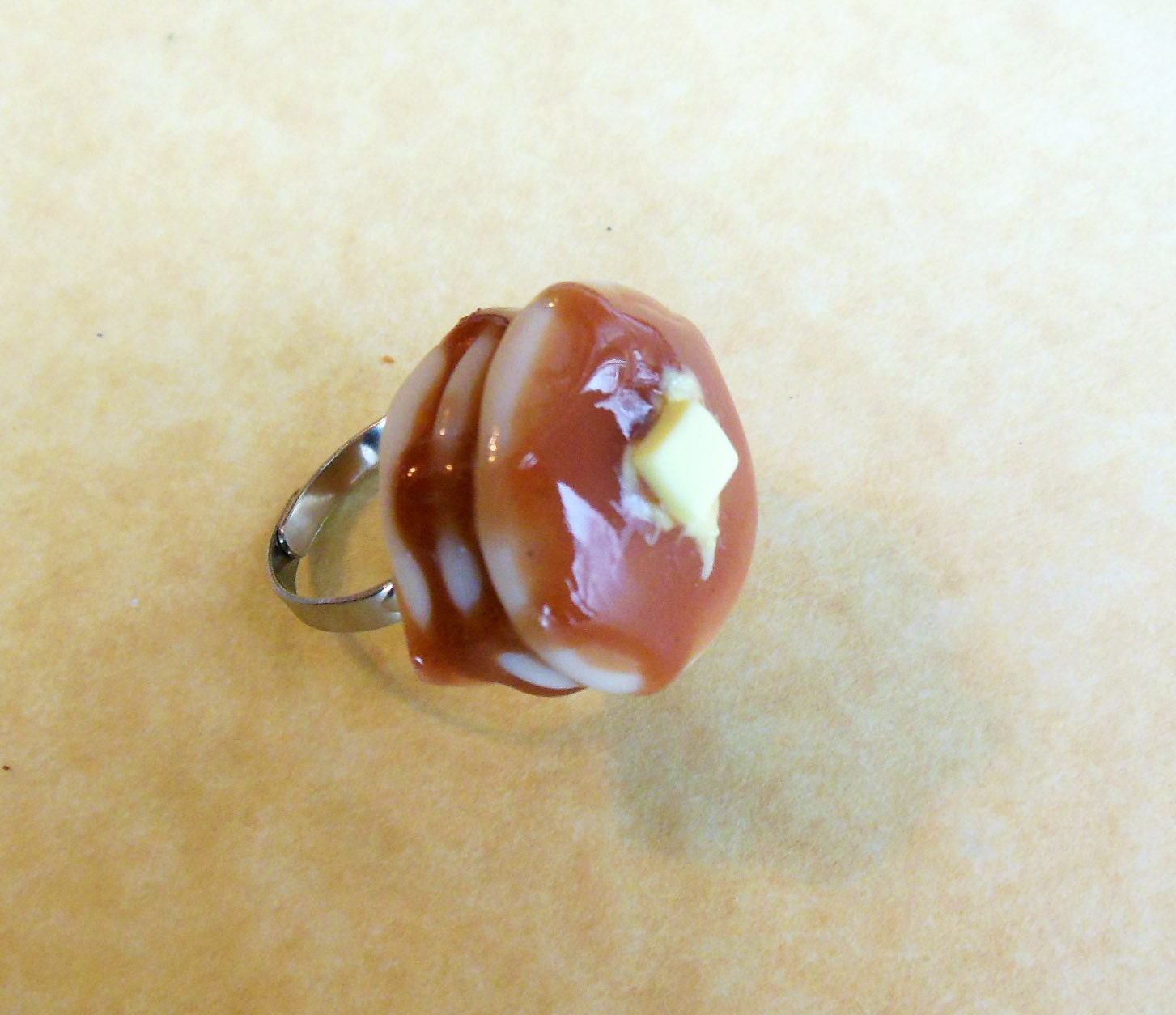buttery pancake ring - polymer clay