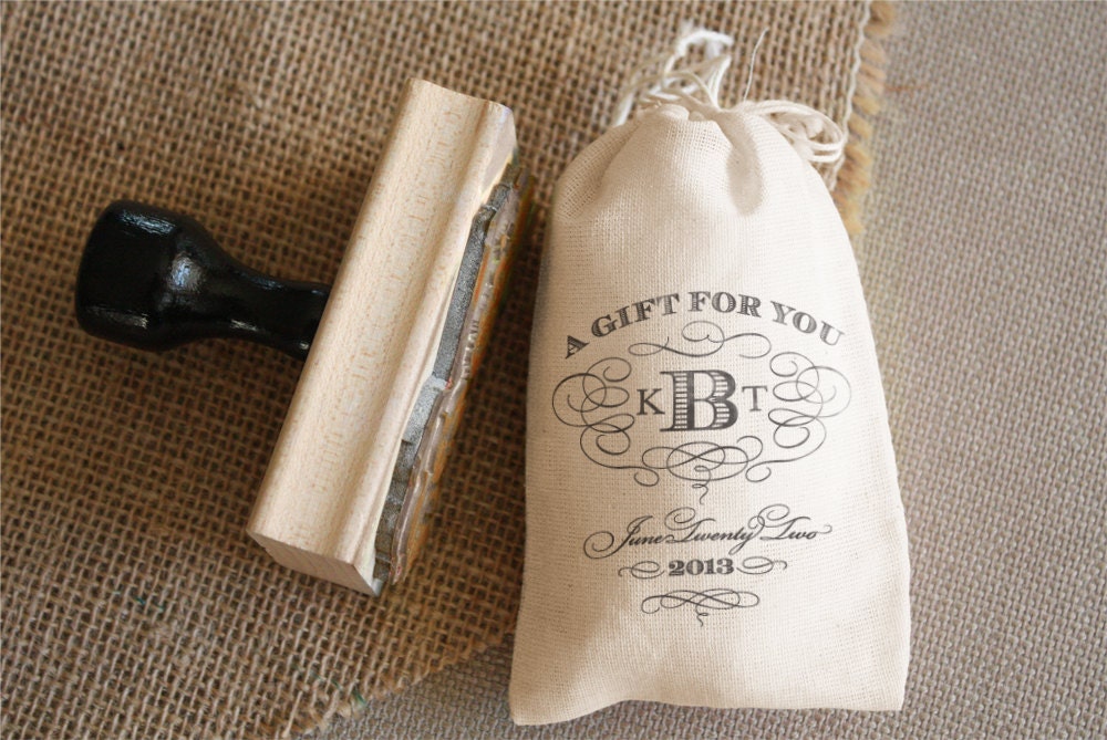 DIY Favor Bag Stamp - CUSTOM WORDING  - Flourished
