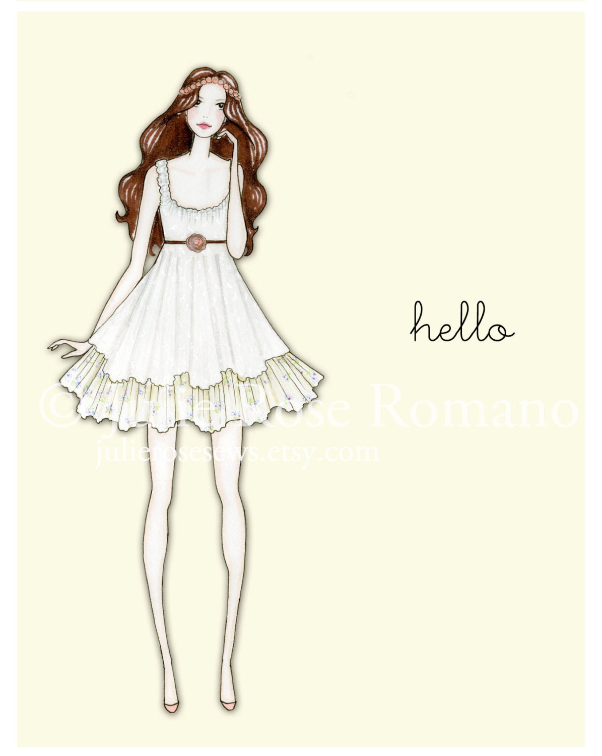 Summer Fashion Illustration Note Cards, Set of 5, Blank Inside