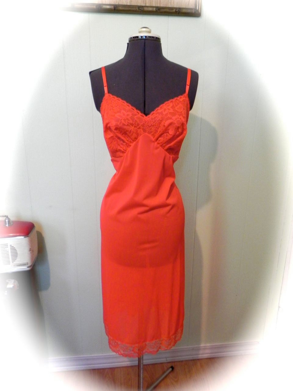 Vintage 50s Red Full Slip Dead Stock NWT Size L