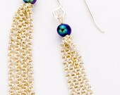 Simple Chain Dangles with Black or White Pearl