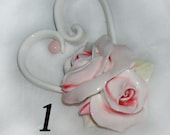 Pink Rose Heart Handmade Cabochon Ornament or Brooch or Furniture Applique by CreatingCottage