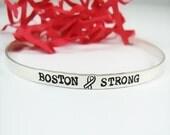 SALE -Boston Strong Sterling Silver Cuff Bracelet - Supporting The One Fund Boston