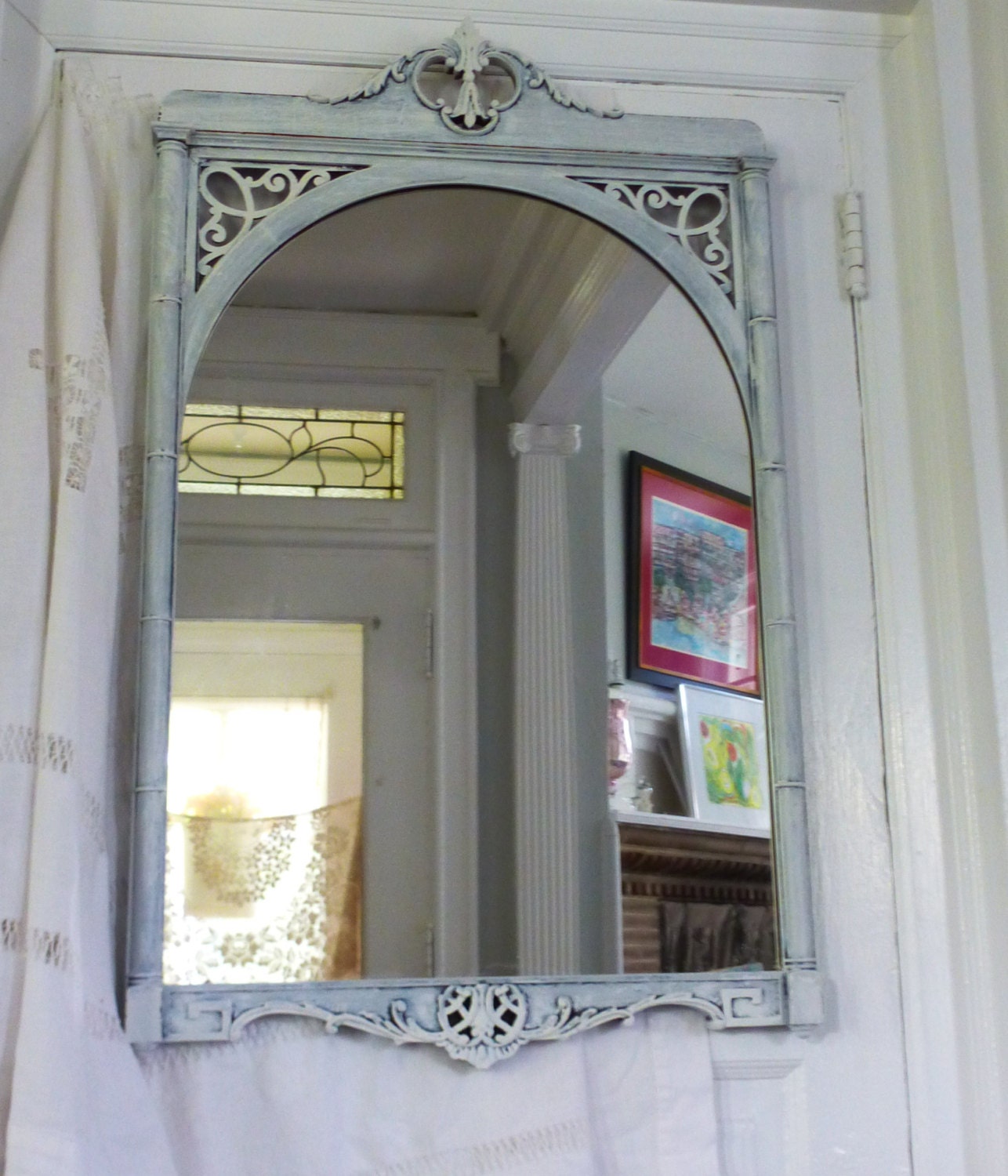 Romantic Mirror in Wedding White Poppy Cottage Vintage