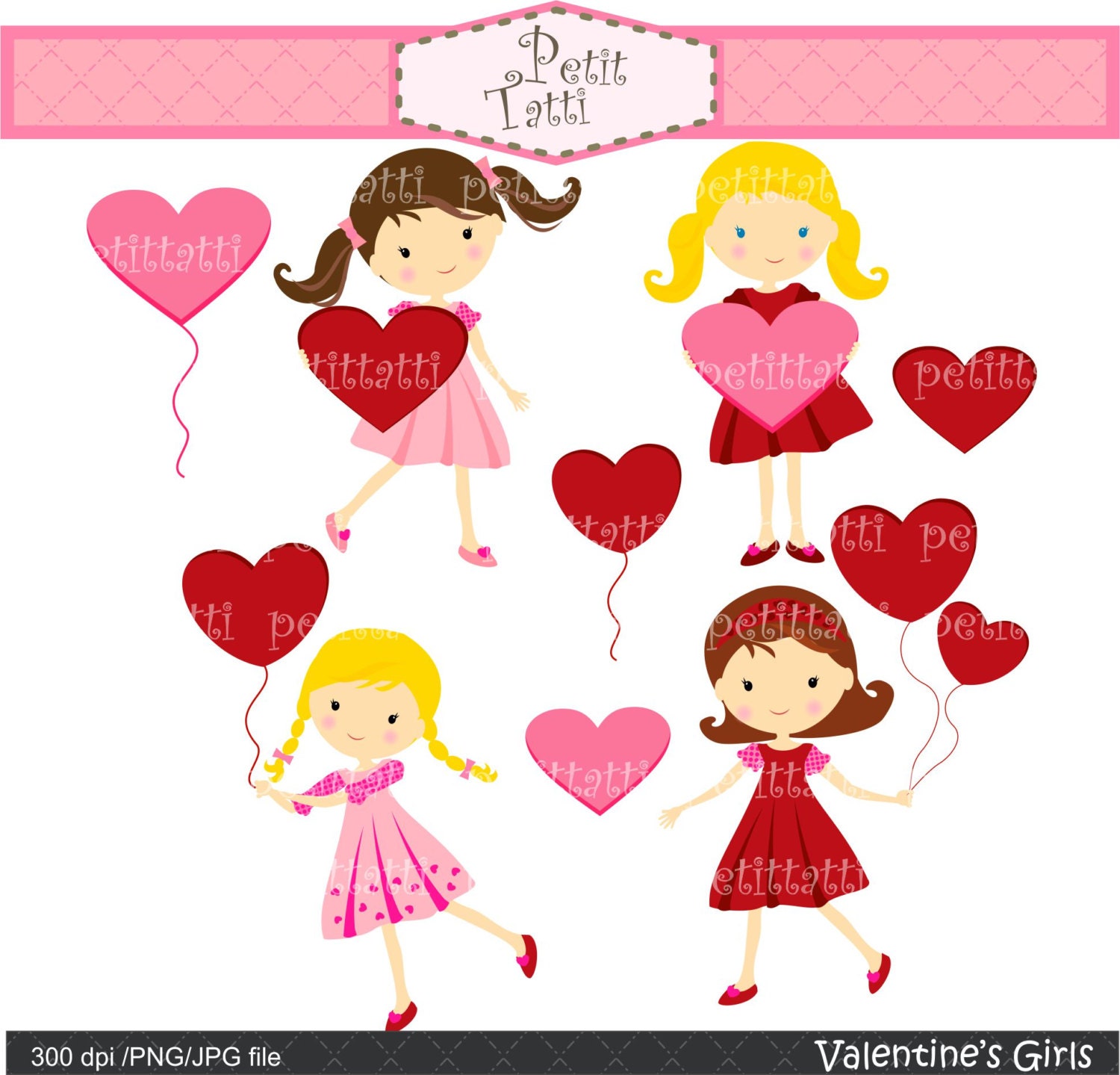 ON SALE girl clip art valentine's day clip art by petittatti