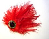 My Red Valentine - Feather Fascinator - Elegant Hair Clip - by joolienn on etsy