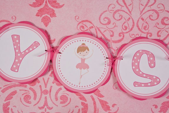 Ballerina BABY SHOWER Banner - It's a Girl Baby Shower - Ballerina Theme Baby Shower Decorations in Light & Hot Pink Il_170x135
