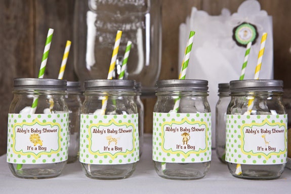 King of the Jungle Themed Water Bottle Labels - Safari Baby Shower Decorations in Green, Yellow & Brown (12) Il_170x135