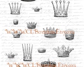 Antique Royal Fairy Crowns Digital Image Sheet for Scrapbooking Altered Art Art Journal or Image Transfer