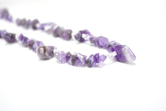 Chunky Amethyst Necklace, Purple Necklace February Birthstone, Statement Fashion Jewelry Gift For Her Under - CCARIA