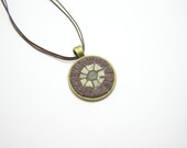 Mosaic Pendant handmade art jewelry with dark red and white marble tiles