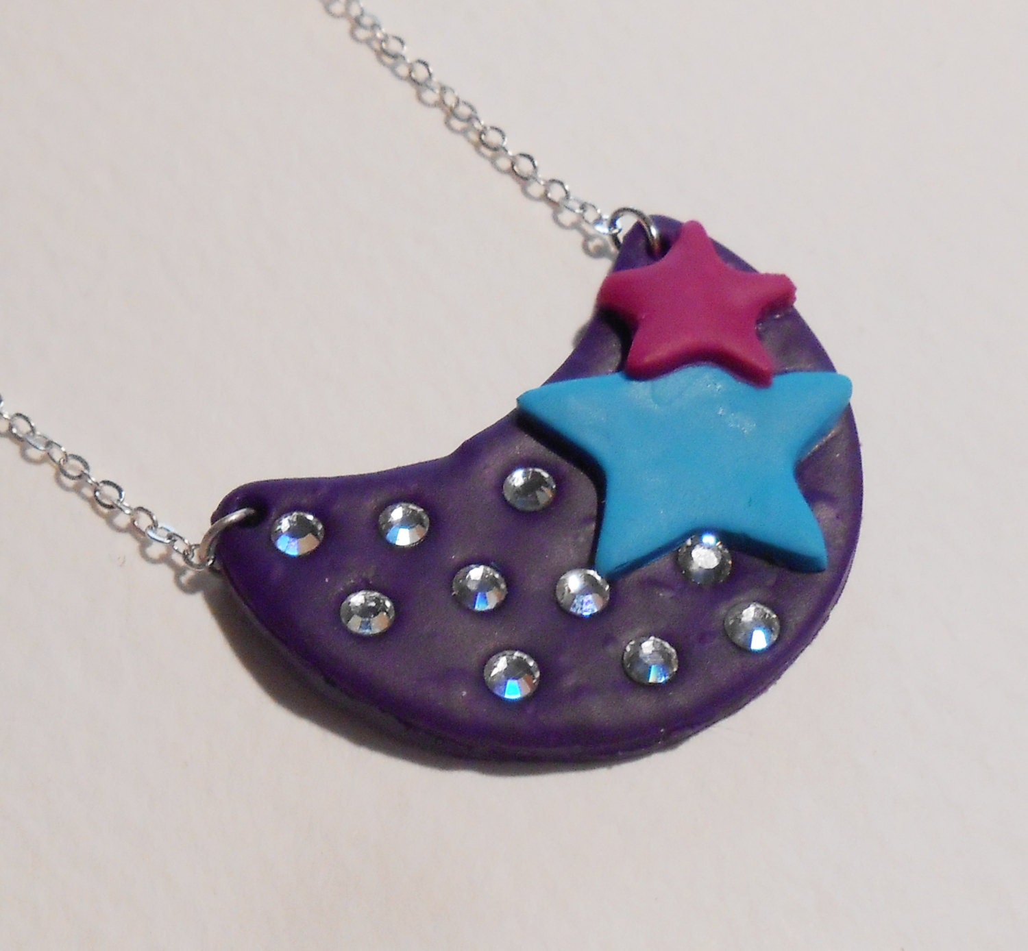 Moon and Stars necklace with Swarovski crystals