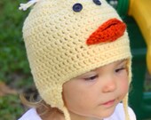 Duck crochet hat, sizes newborn, 3-6 m, 6-12m, Toddler, Teen, and Adult Photo prop, Halloween Costume 36 custom colors