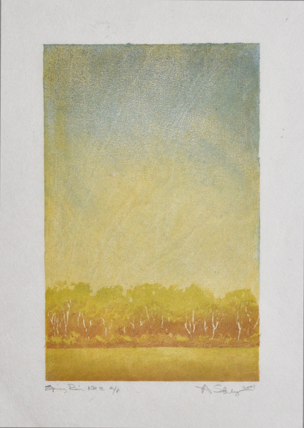 Spring Rain No. 2 Reduction Woodcut - Fine Art Print
