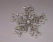 Vintage 1950s Clear Rhinestone Starburst Brooch/Pin (B-2-3)