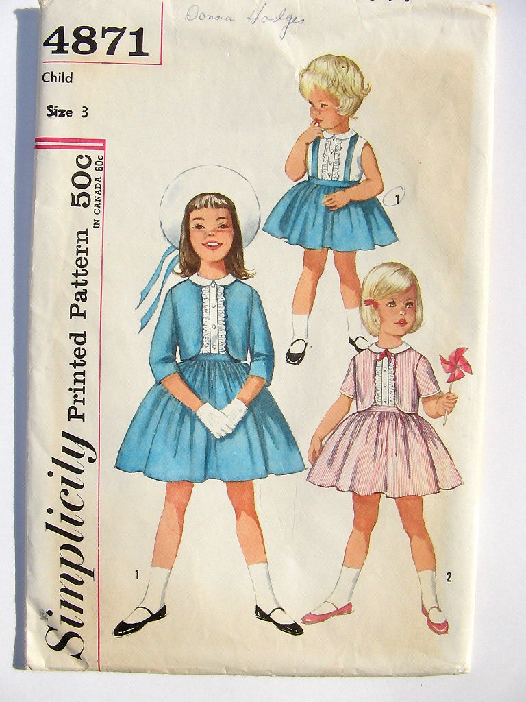 Vintage 50s Girls Skirt Blouse Jacket Pattern 1950s UNCUT FF Simplicity 4871 22" bust size 3