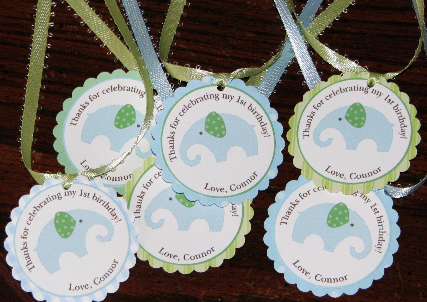 Cute Blue and Green Elephant-- Favor Thank You Tags Il_170x135