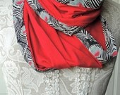 INFINITY Scarf edged in Liberty of London peacock print fabric by FAIRYTALE13 - Cherry Red for love 2013.