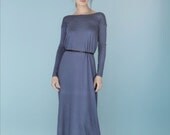 LeMuse long greyish Blue open back cotton dress