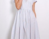 Vintage 80s Baby Blue Checked Dress