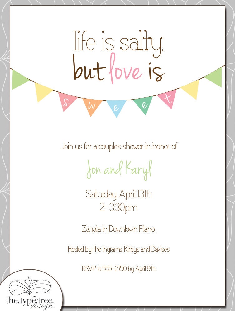 Wedding Shower Invitation - Life is Salty, but Love is Sweet DIY Printable PDF file
