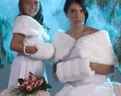 Bride & Flower Girl Custom Faux Fur Wrap and Muff sets Winter wedding shawls shrugs Available in a variety of faux furs choices