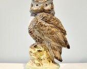 vintage LARGE Owl Sculpture, He Sees All - foot-tall Owl