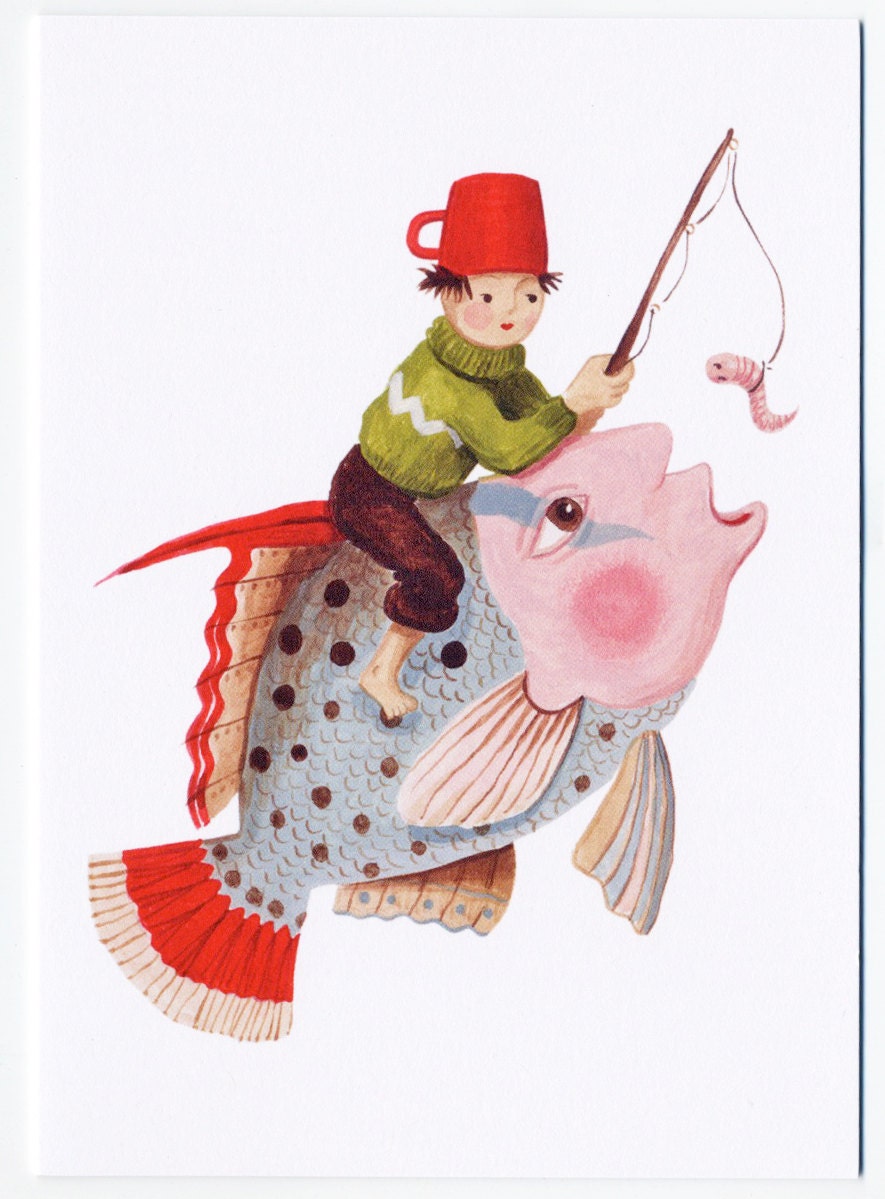 Greeting card - Boy on Fish