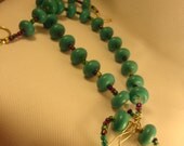 TurquoiseNecklace  Handmade Heart Pendant with seedbeads and crystal artisan jewelry best on Etsy