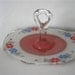 1920s Pink & Blue Floral Painted Czech Glass Handled Serving Plate