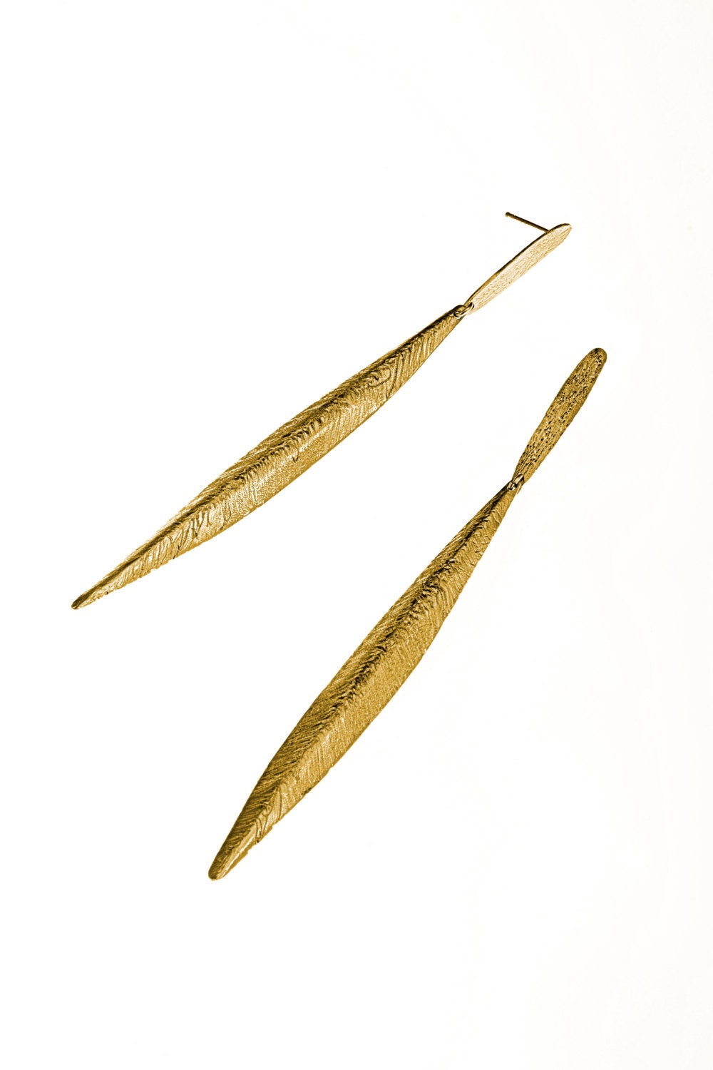 Long Earrings- Feather Greek Goddess sterling silver or gold plated -Greek Jewelry