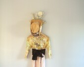 Summer dress, boho, women's clothing, flax linen, romantic garden party, altered couture, gypsy, cottage floral, true rebel clothing medium