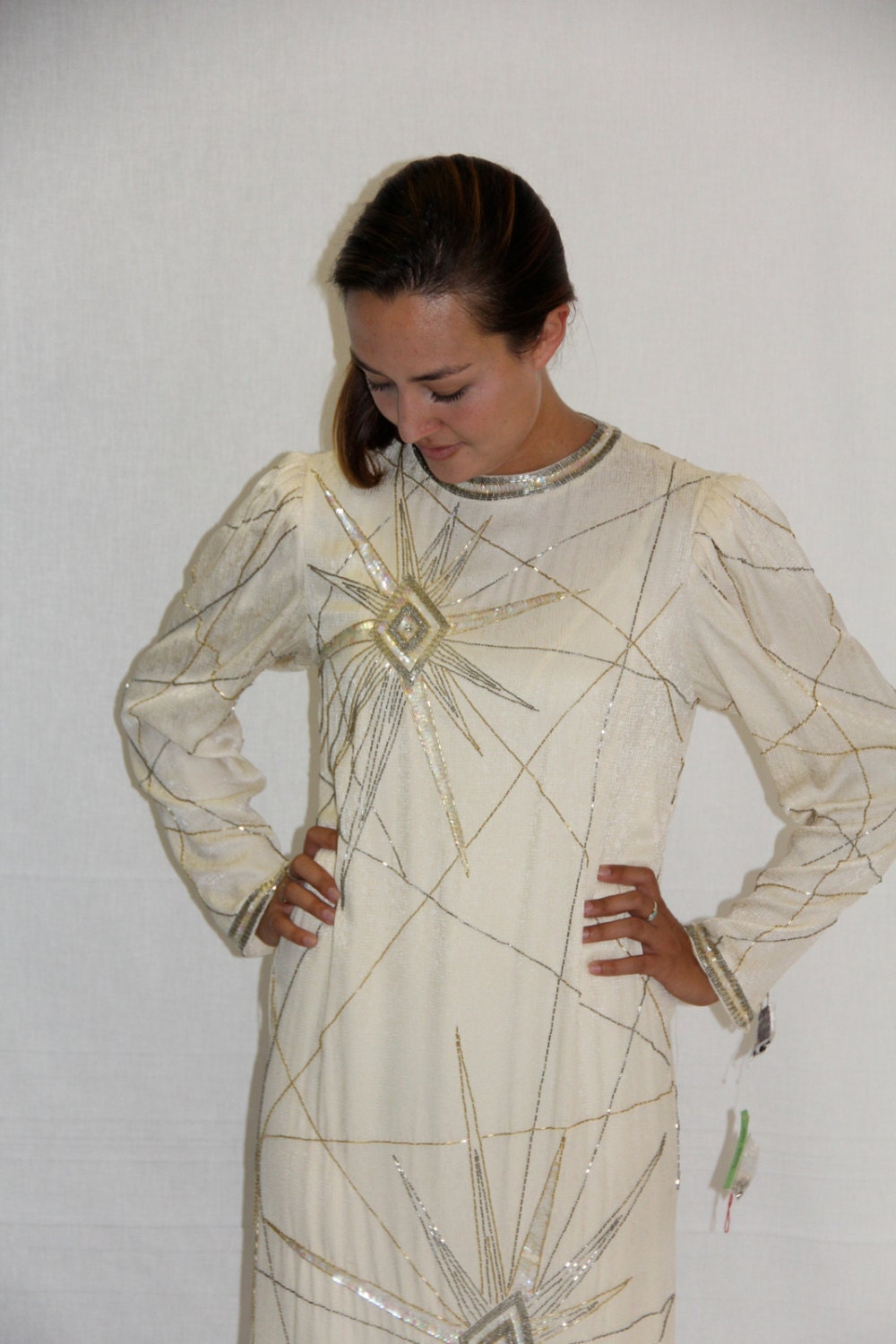 SALE - Vintage Wedding Dress Silk Beaded Francesca of Damon