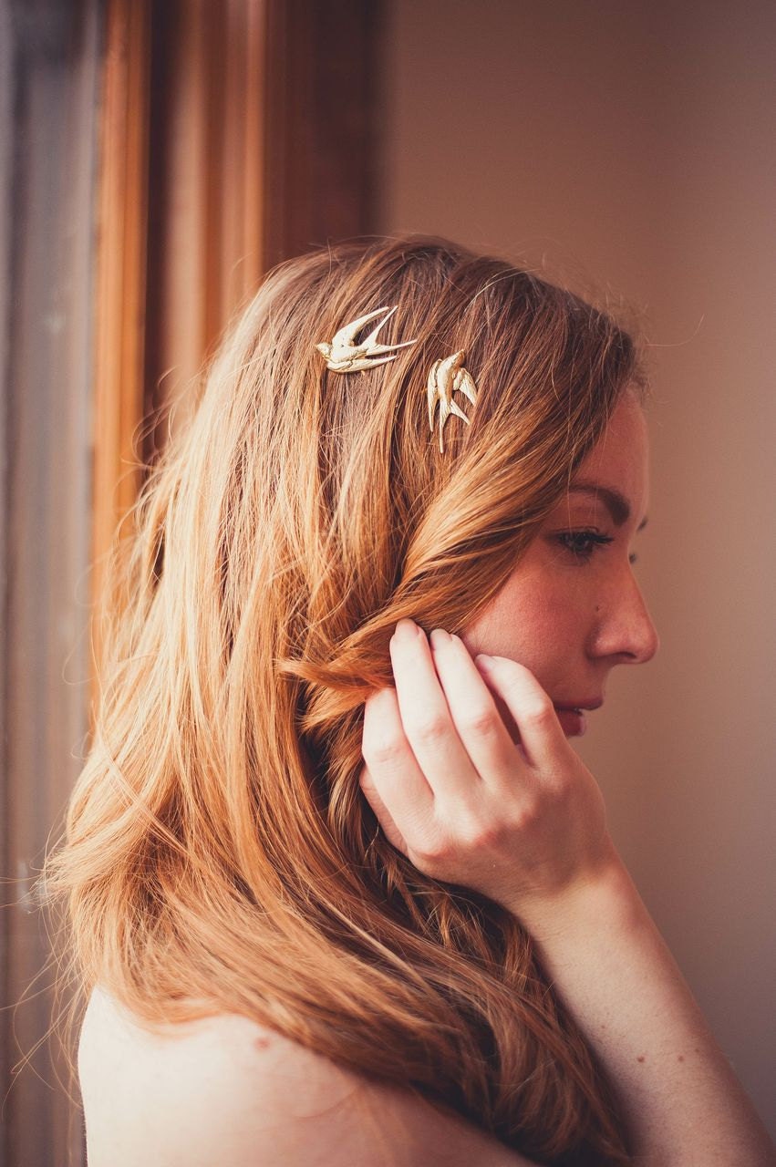 Gold Bird Bobby Pins - Bridal and Everyday Accessories 2013