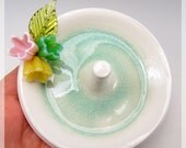 Wedding ring holder, Glass flowers ring stand, Pastel floral bouquet, Mothers Day, Bridal engagment