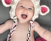 Baby Lamb Bonnet Hat, Hand Crocheted Easter Photo Prop