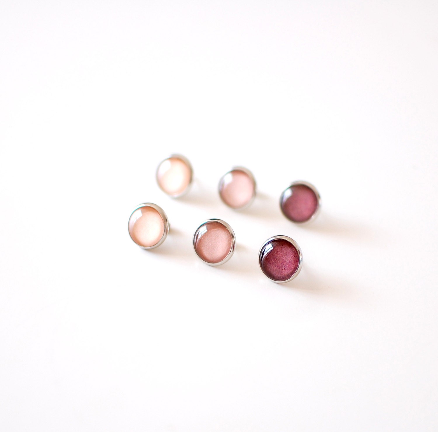 Post Earrings Set. Coffee Collection - Dark Brown, Pale Brown and Latte. Minimalist Stud Earrings Set.