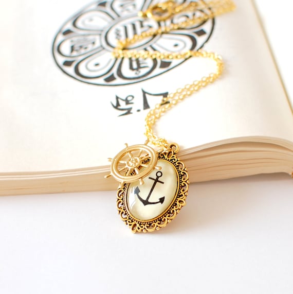 Anchor Necklace. Gold Nautical Necklace. Anchor Jewelry.