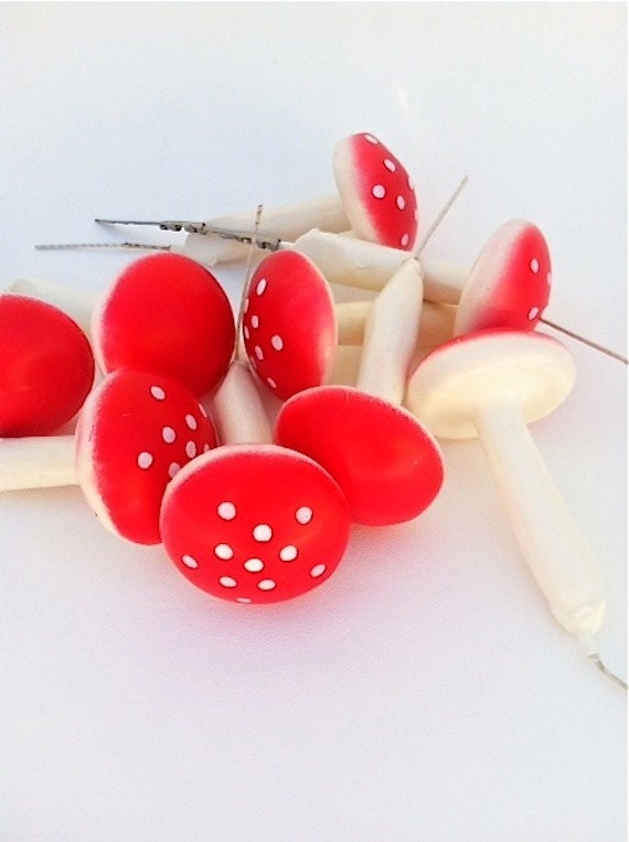 Large Vintage Mushroom Floral Picks