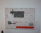 Beaded Fiber Art Textile Wall Hanging - Linear Orange (Shhh.. I Can't Hear You)