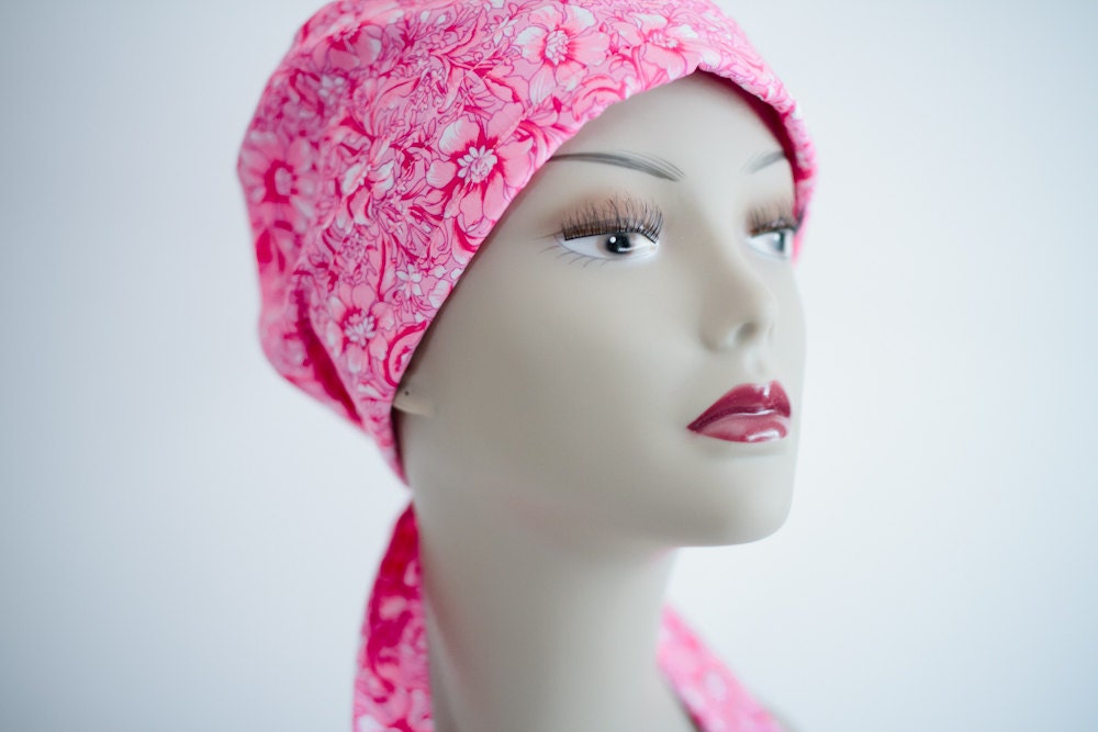 Cancer Hat Chemo Scarf Head Wrap Alopecia Turban  Chemo Turban Scarf Headcovering Pink Floral