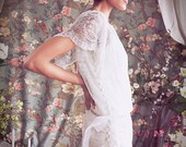 1920s Inspired Great Gatsby Modern Flapper Dress, Beaded Lace, Backless, Short Ruffle Sleeves, "Daisy" Bridal Dress from Schone Bridal