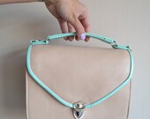 Mady duo Mint green and nude leather crossbody bag (handmade to order)